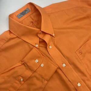 Duck Head Mens Orange Button Down Long Sleeve Dress Shirt Size L 16-16 1/2 32/33
